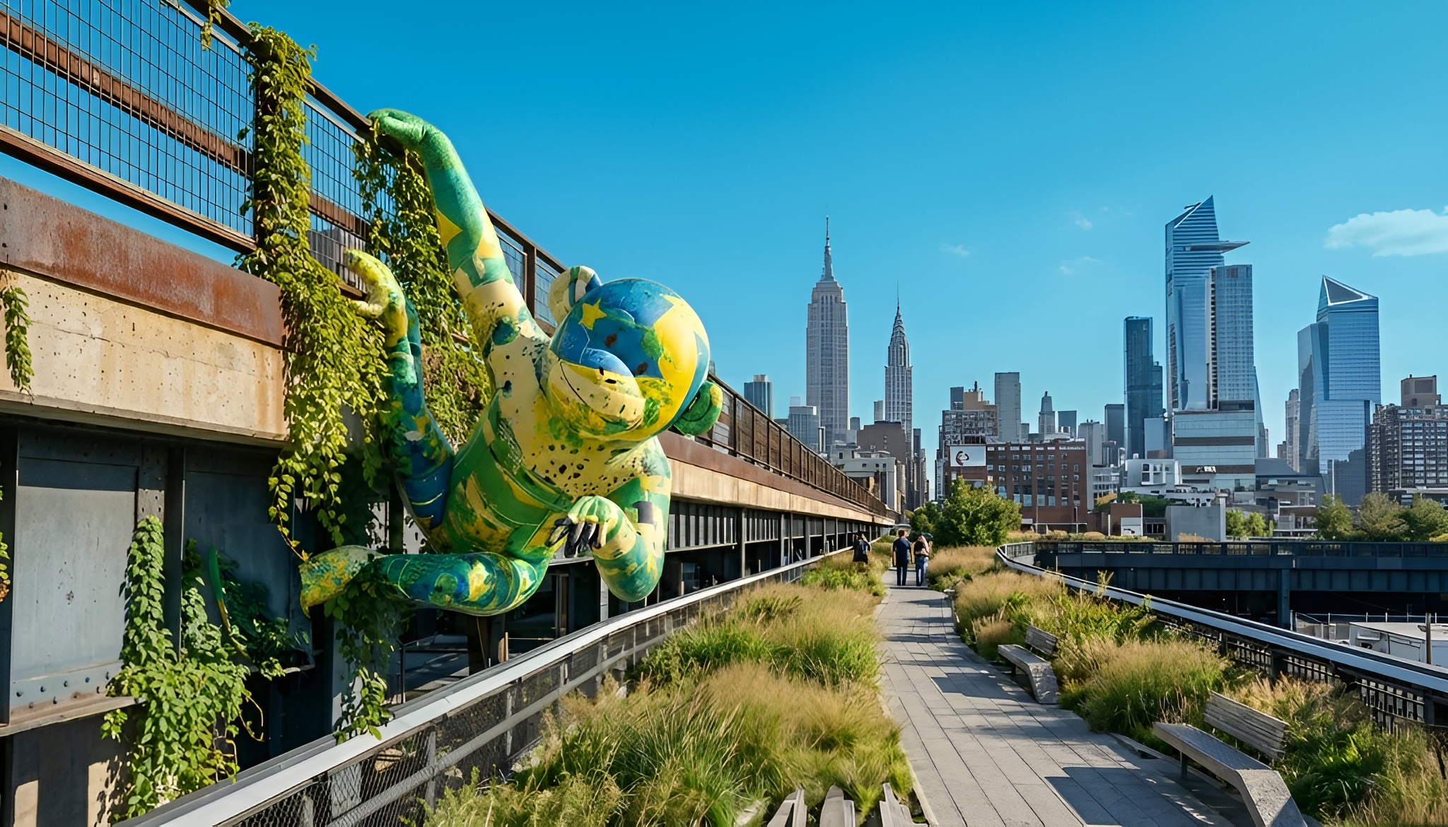 Woman in white dress and bucket hat walking down runway